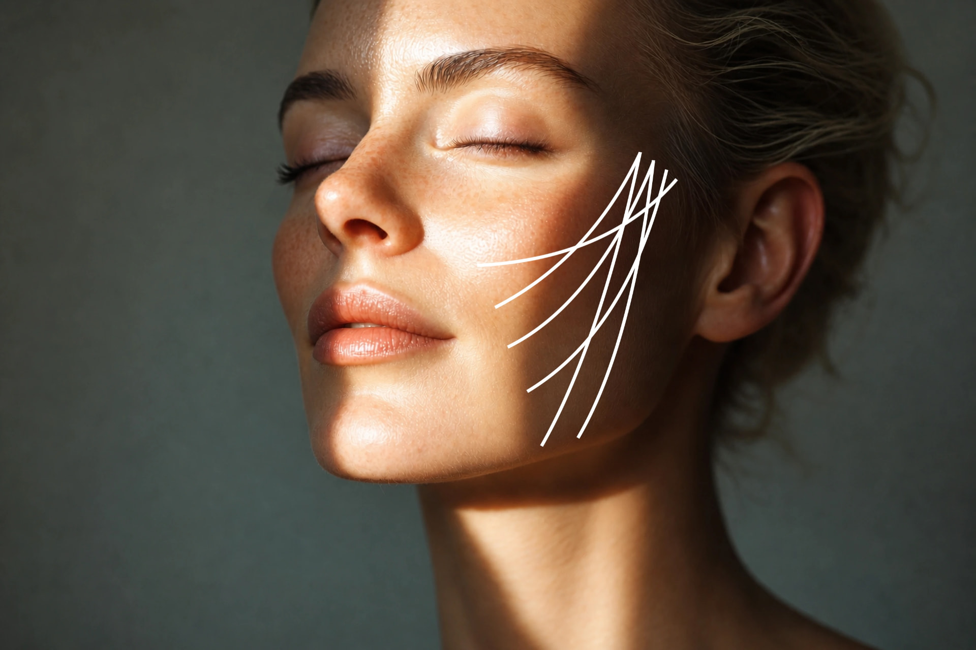 Ilustração da técnica Outline® mostrando os vetores de sustentação facial